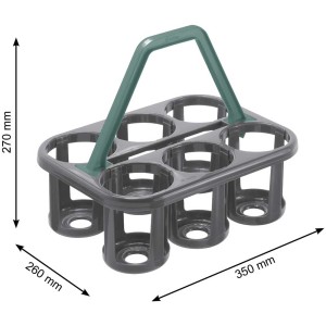 Portabottiglie Basic Rotho per 6 bottiglie, grigio/verde, con maniglia per un facile trasporto.