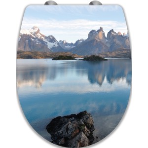 Abattant WC Suquia paysage montagneux et fermeture ralentie.
