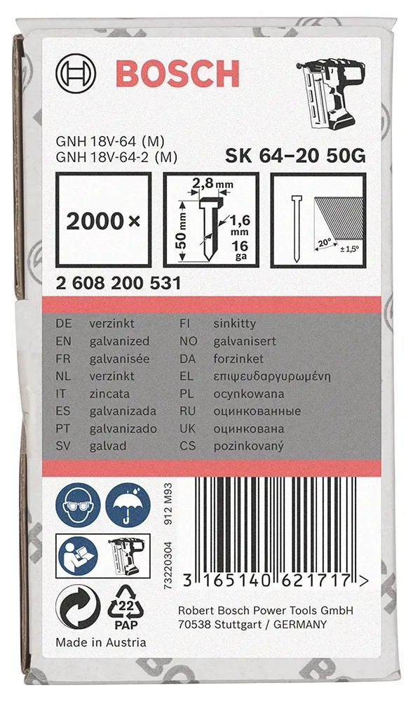 BOSCH Clou de finition, SK64 63G 2608200507