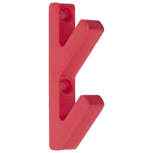 Due ganci 3D rossi per pannelli acustici Denpanels, accessori per montaggio a parete.