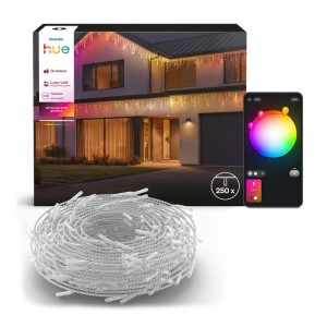 Philips Hue Festavia catena luminosa smart a ghiacciolo, 8,5 m, 250 LED. Su facciata con sfumature e app.