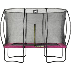 Trampolino rettangolare EXIT Silhouette 214x305 cm rosa con rete di sicurezza.