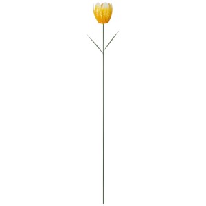 Gelber Gartenstecker Tulpe aus Eisen, Ø 8 cm, Gartendekoration.