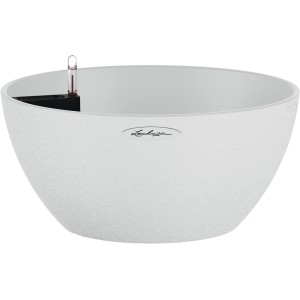 Lechuza Cubeto Stone 30 pot de fleurs, blanc quartz, Ø 30 cm. Coupe pour plantes avec système d'irrigation du sol.