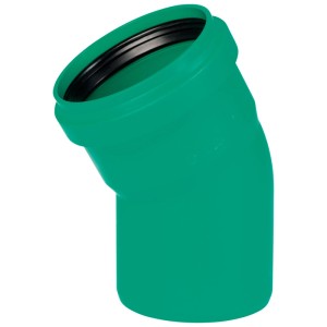 Coude de tuyau d'égout vert mai 30° DN 110 pour systèmes d'eaux usées.