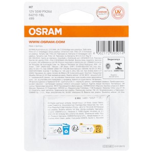 Lampada alogena per auto Osram H7 Originale, confezione blister.