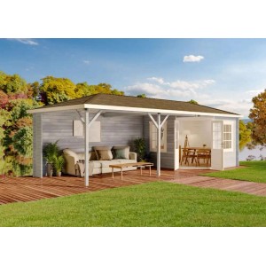 Abri de jardin Alpholz Mississippi-40 avec toit en croupe et auvent, non traité.