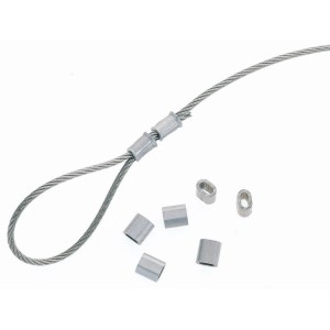 Alu-Pressklemmen 2 mm, 10er-Set für Drahtseile, zur sicheren Verbindung von Edelstahl-Beschlägen.
