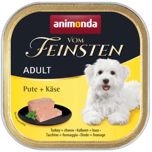 Vom Feinsten Adult cibo umido per cani tacchino e formaggio, 22 x 150g lattina con cane