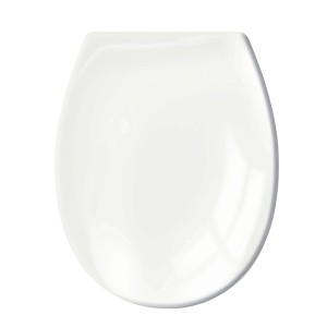 Sedile WC bianco 'Kleine Wolke Uni' con chiusura ammortizzata per WC standard.