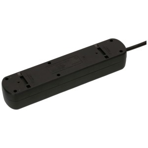 Multiprise noire Basic Line avec 3x Type13 et 2x contacts de sécurité, vue arrière.