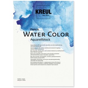 Kreul Aquarellblock A3, 10 Blatt, 200g/m², mit blauem Aquarell-Design.