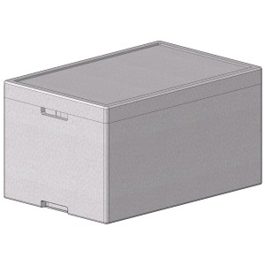 Caisse à fruits blanche en polystyrène EPS (47 l) avec couvercle pour la récolte et le stockage.
