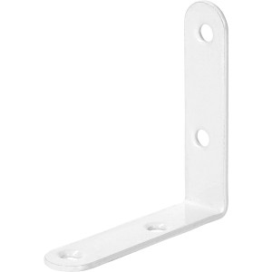 Équerre de chaise blanche, revêtement poudre, 60x60x18 mm, pour constructions en bois.