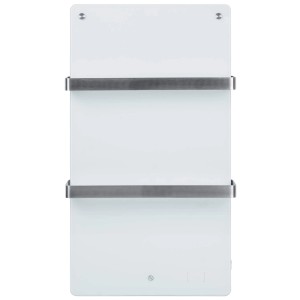 Radiateur de salle de bain blanc Eurom Sani 400 Wifi avec deux porte-serviettes en métal.