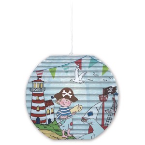 Lampada a sospensione multicolore Näve Japanballon Kid Pirata, Ø 40 cm, con motivo pirata per la cameretta.