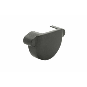 Terminale per grondaia semicircolare Marley RG 75, colore antracite metallizzato.