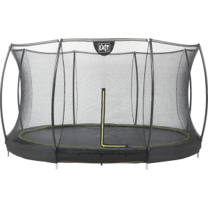 Trampolino interrato EXIT Silhouette nero (D427cm) con rete di sicurezza.