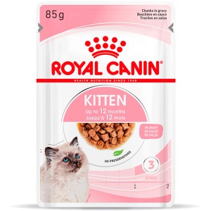 Royal Canin Kitten Nassfutter in Soße, 85g Portionsbeutel für junge Katzen.
