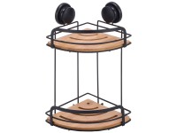 MSV Eckduschregal mit Saugnäpfen Bambus und Stahl 2 Ebenen MSV Eckduschregal mit Saugnäpfen Bambus und Stahl 2 Ebenen