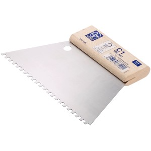 LUX Zahnspachtel Classic, 180 mm breit, mit 4x4 mm Zahnung für Fliesenkleber.