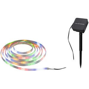 Solar LED Stripe 3m RGBY: Striscia LED autoadesiva con pannello solare e picchetto per giardino e balcone.