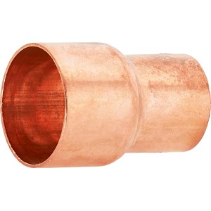 Raccordo a riduzione a saldare in rame, 28 mm x 22 mm, per installazione tubi in rame.