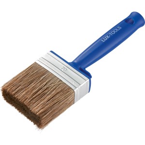 Pennello piatto LUX per impregnante, 70 mm, con manico in plastica blu e setole sintetiche.