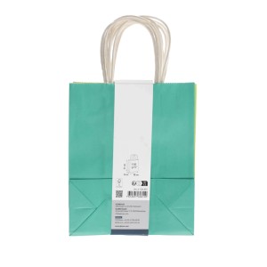 Borsa di carta Glorex color turchese pastello, 21x18x8 cm, con manici di carta. Ideale per lavoretti e come sacchetto regalo.