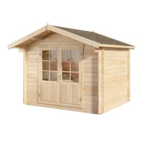 Abri de jardin en bois Alpholz Roger-34, naturel, imprégné, avec double porte et toit à deux pentes.