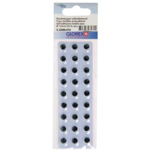 Selbstklebende Wackelaugen, Ø 12mm, 26 Stück, für Bastelarbeiten und Dekorationen.
