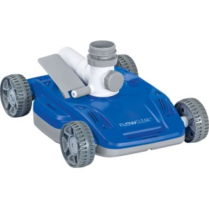 Pulitore per piscina Bestway, aspiratore automatico con ruote blu e grigio.