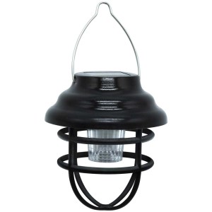 Lanterne solaire LED Globo couleur rouille en métal, Ø 8 cm, hauteur 14 cm. Lampe solaire décorative pour l'extérieur.