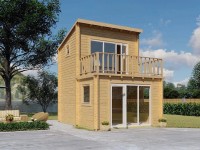 Alpholz Gartenhaus Manhattan Pultdach 400 cm x 500 cm Hellbraun