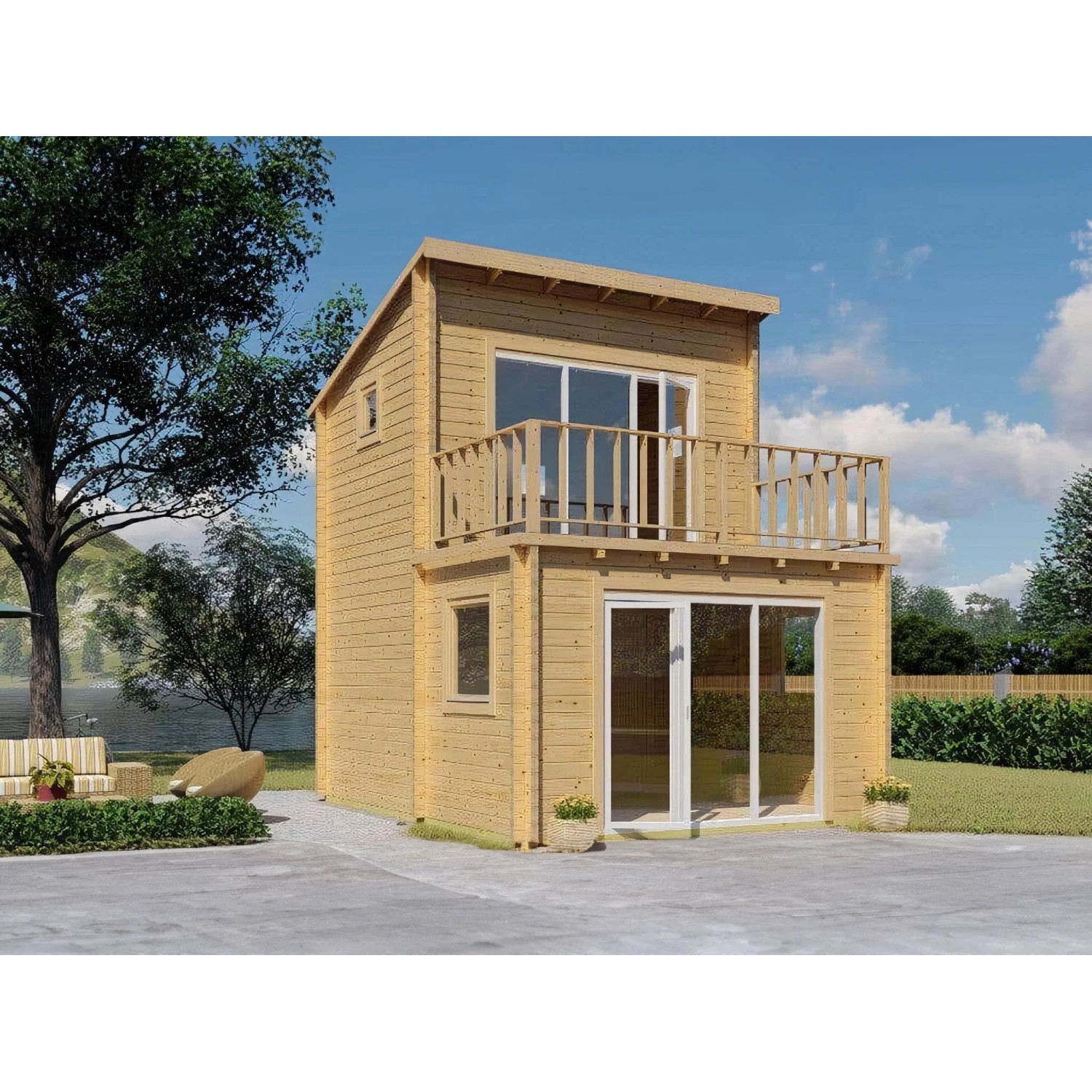 Alpholz Gartenhaus Manhattan Pultdach 400 cm x 500 cm Hellbraun kaufen
