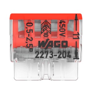 Connecteur Wago, 4 pôles, rouge, lot de 10. Borne de raccordement pour installation électrique sécurisée.