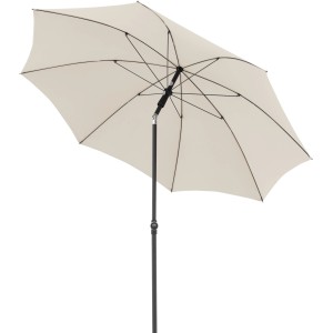 Ombrellone da mercato Doppler, Ø 208 cm, colore naturale, con apertura a manovella. Parasole per giardino e terrazza.