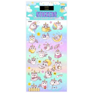 Puffy Sticker Kawaii Unicorns, adesivi 3D autoadesivi a forma di unicorno per camerette.