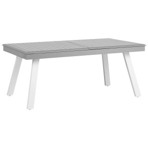 Tavolo da giardino allungabile Beliani Pereta grigio (175/255x100 cm) con gambe bianche.