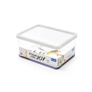 Contenitore per alimenti Rotho Loft Premium, 2,25 l, largo, trasparente con coperchio bianco.