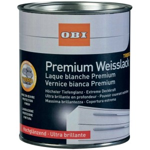 Barattolo di smalto bianco OBI Premium Tribrid, lucido, 2 litri.