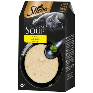 Sheba Soup Katzen-Nassfutter mit Hühnchenbrustfilet, 4 x 40g Packung.