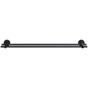 Tesa Moon doppio portasciugamani, autoadesivo, in metallo nero, per accessori bagno.