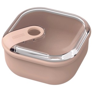 Contenitore per alimenti Rotho Ela, 0,425 l, rosa, contenitore quadrato con coperchio trasparente.