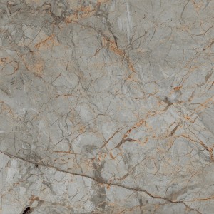 Carrelage de sol en grès cérame gris poli (60x60 cm) aspect marbre pour une ambiance élégante.
