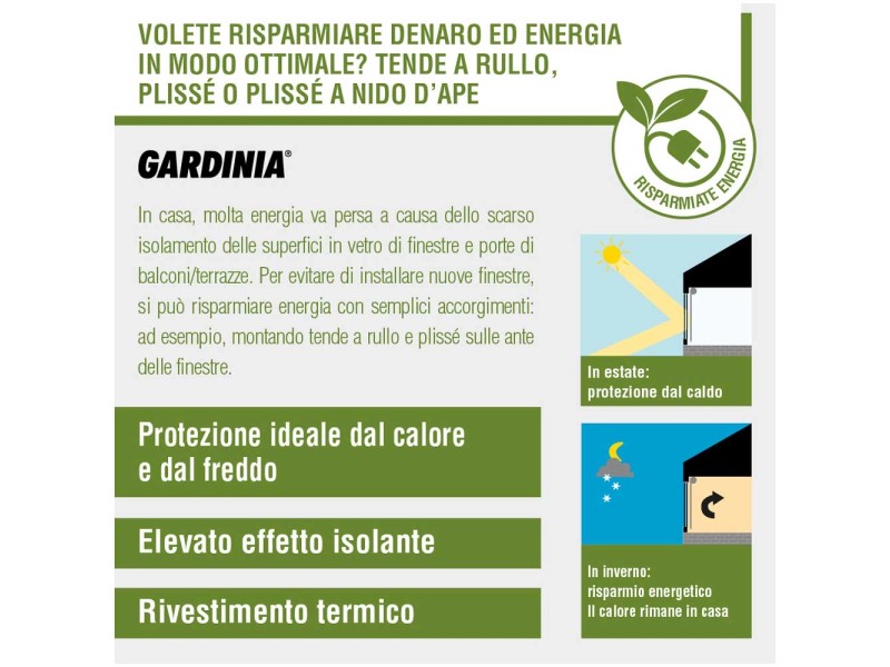 Gardinia Tenda a rullo oscurante Thermo Righe Bianco 52 x 180 cm