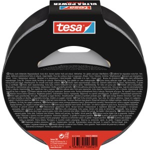 Ruban de réparation Tesa Ultra Power Extreme, 25 m x 50 mm, rouleau noir.