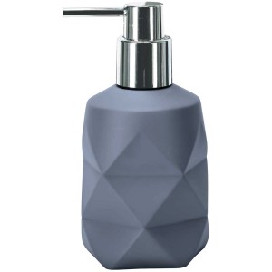 Dispenser sapone Kleine Wolke Crackle Mare in poliresina grigia con erogatore argento.