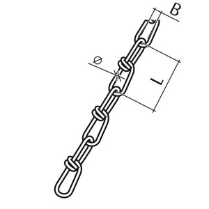 Abbildung einer Conacord Knotenkette aus Stahl, 2,2 mm Durchmesser, 31 mm Länge, in Chrom.