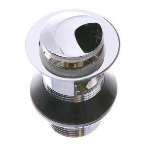 Bonde universelle à clapet, chromée, pour siphon de lavabo avec protection anti-débordement.